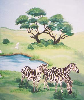 Zebras - painting on the wall in dentist's office